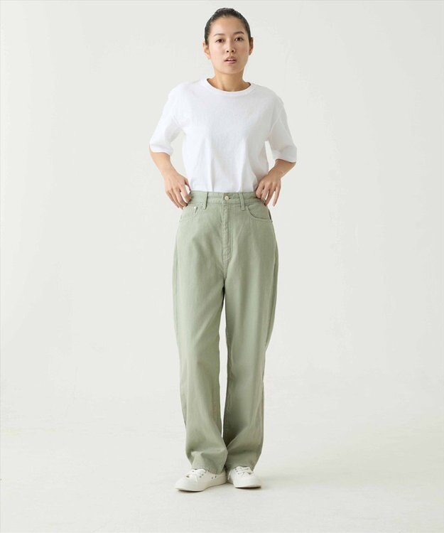caqu color linen ankle boys アンクル丈ボーイフィットリネンデニム