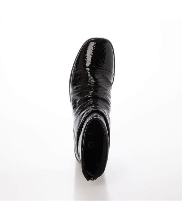 MODE ET JACOMO <D'ICI>ドレープデザインウェッジソールショートブーツ ブラックエナメル
