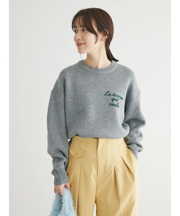 Green Parks 刺繍ロゴニットプルオーバー Gray Mixture