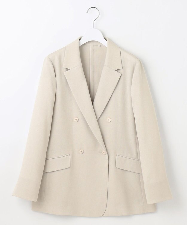 自由区 L 【ドラマ「明日はもっと いい日になる」着用】【セットアップ対応・接触冷感・洗える】リネンライクシンセティックテーラード ジャケット フラックス