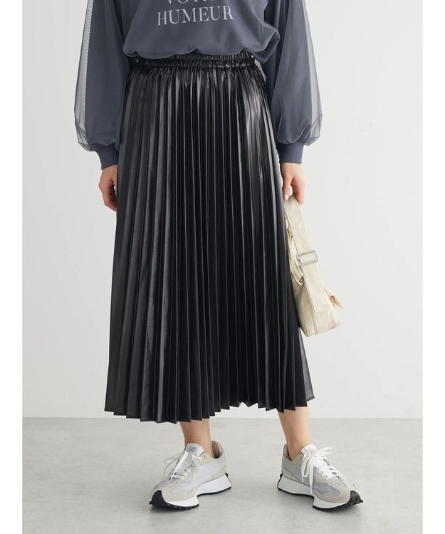 Green Parks ・ＥＬＥＮＣＡＲＥ　ＤＵＥ　メタリックプリーツスカート Black