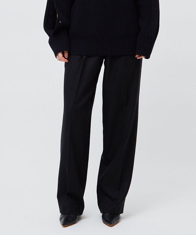 BEIGE， TERNES / フロントジップワイドパンツ Black