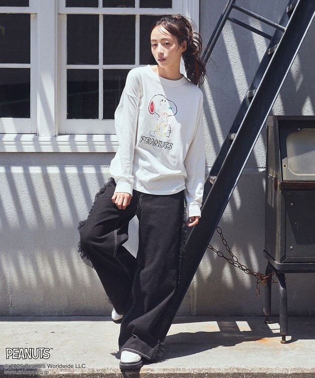 earth music&ecology 【綿100％】ＰＥＡＮＵＴＳ／ｅａｒｔｈ　マルチカラーアートロンＴ B