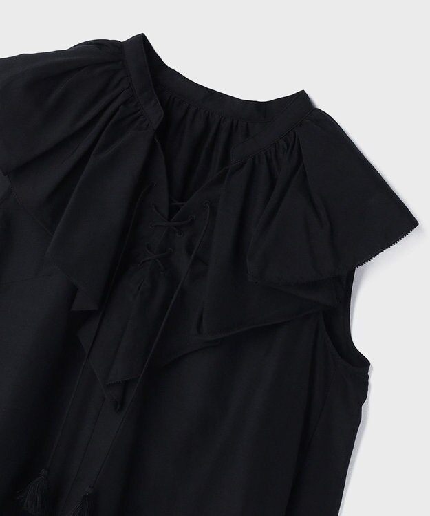 GRACE CONTINENTAL コットンシルクカフタントップ ブラック