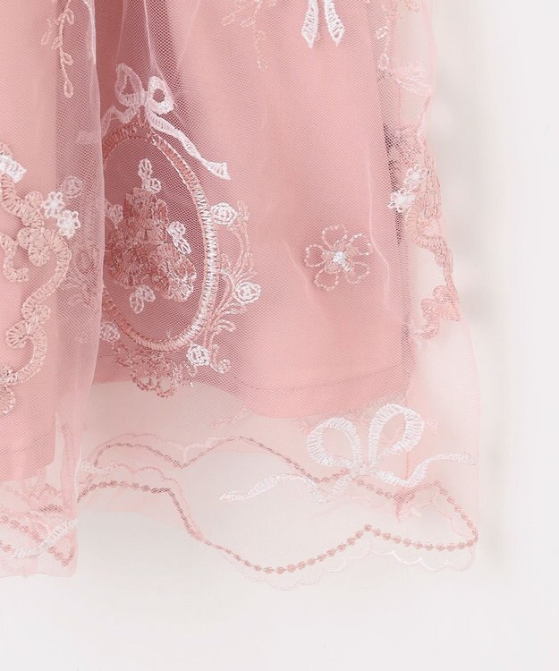 ANY KIDS バレエ刺繍チュールワンピース ホワイト×ピンク