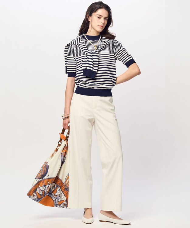 23区 S 【洗える】クリアストレッチ ワイドパンツ アイボリー系