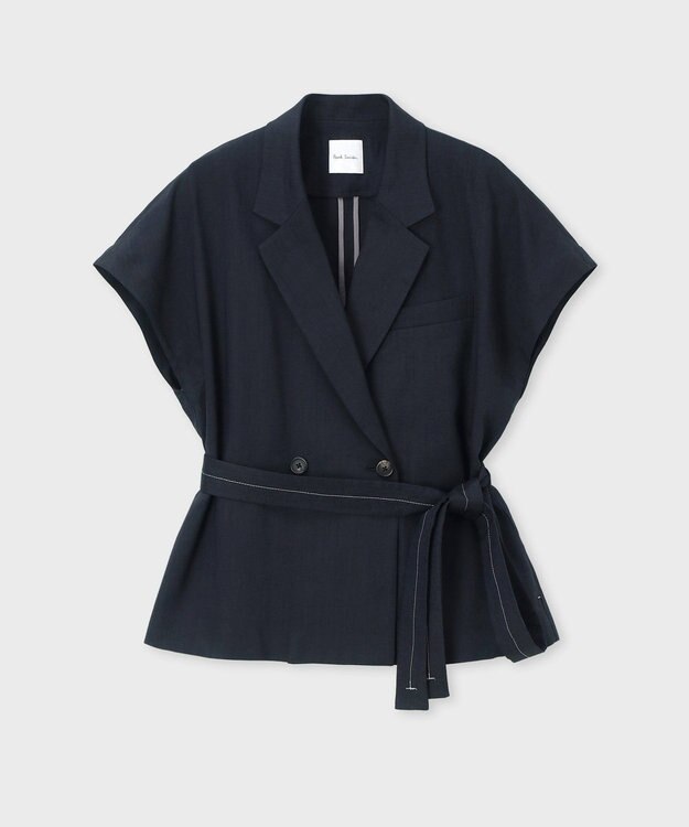 Paul Smith レーヨンリネン フレンチスリーブ ジャケット ネイビー