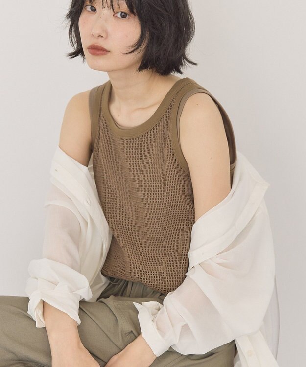 AMERICAN HOLIC 【２点セット】メッシュレイヤードタンクトップ Mocha
