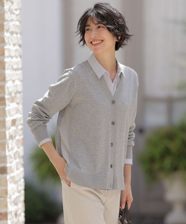 J.PRESS LADIES L Vis/Peスパーク ニット カーディガン トップグレー系
