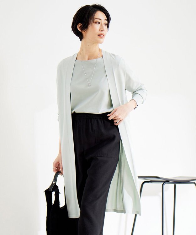 ICB L 【WEB限定カラーあり・接触冷感・UVケア・洗える】 シンセティックハイゲージ ロングカーディガン アイスグレー系