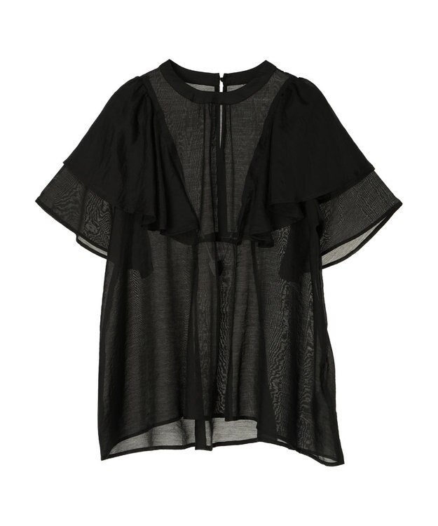 AMERICAN HOLIC 接触冷感シアーフリルブラウス Black
