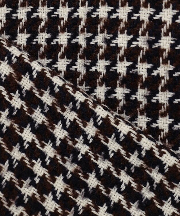 23区 L チェック ツイード ノーカラーコート ブラック系3