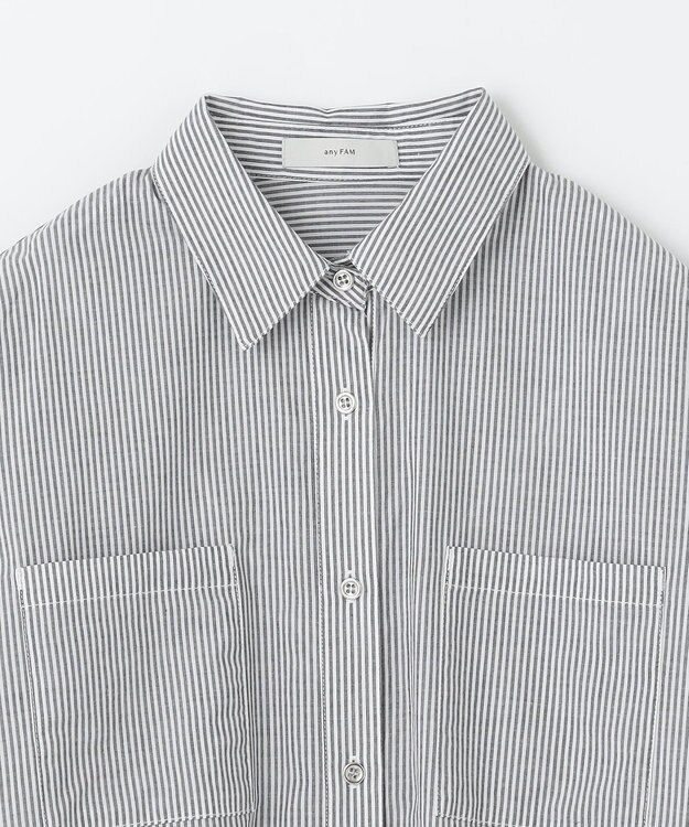 ANY コットンエアーウォッシュ5分袖シャツ ストライプ