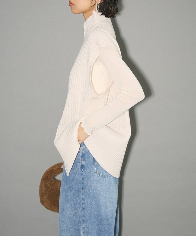 Green Parks フロントジップベスト Off White