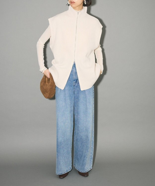 Green Parks フロントジップベスト Off White