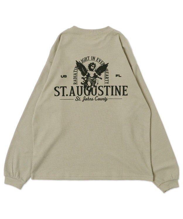 WEGO ワッフルグラフィックT（LS） ベージュその他