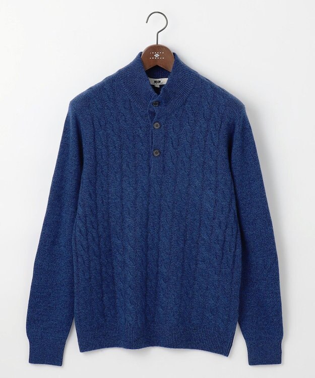 JOSEPH ABBOUD 【カシミヤ混/洗える】カシミヤブレンド ハイネック プルオーバー ニット ダルブルー系