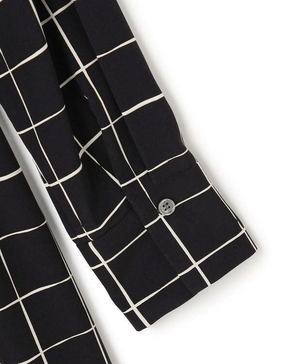 ICB L 【30th ANNIVERSARY】 ウィンドウペンプリント シャツワンピース ブラック×アイボリー