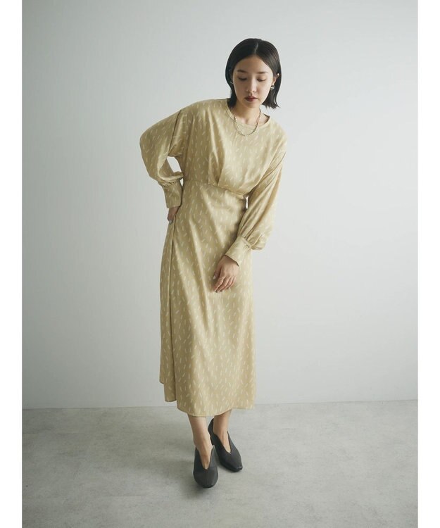 Green Parks armonia．スクエアドットプリントタックワンピース Yellow