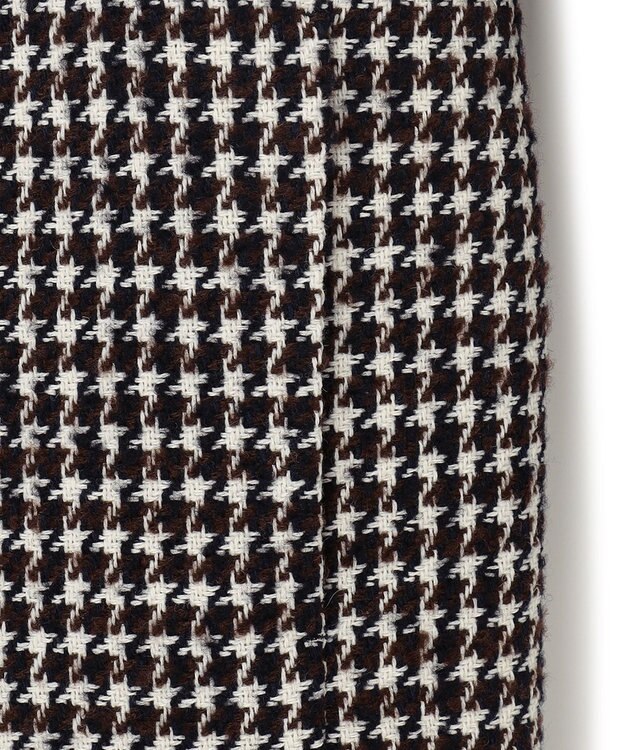 23区 チェック ツイード ノーカラーコート ブラック系3