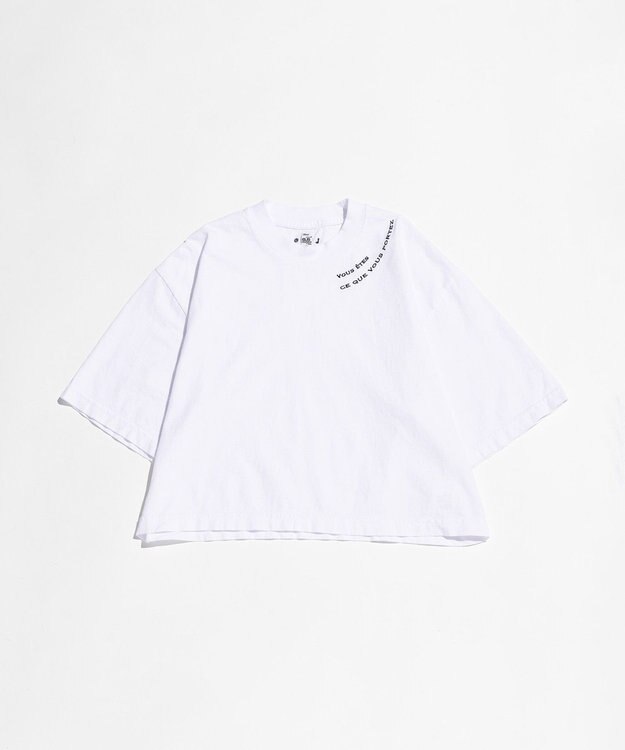 LENO EMBROIDERY  T-SHIRT / 刺繍Tシャツ WHITE×BLUE