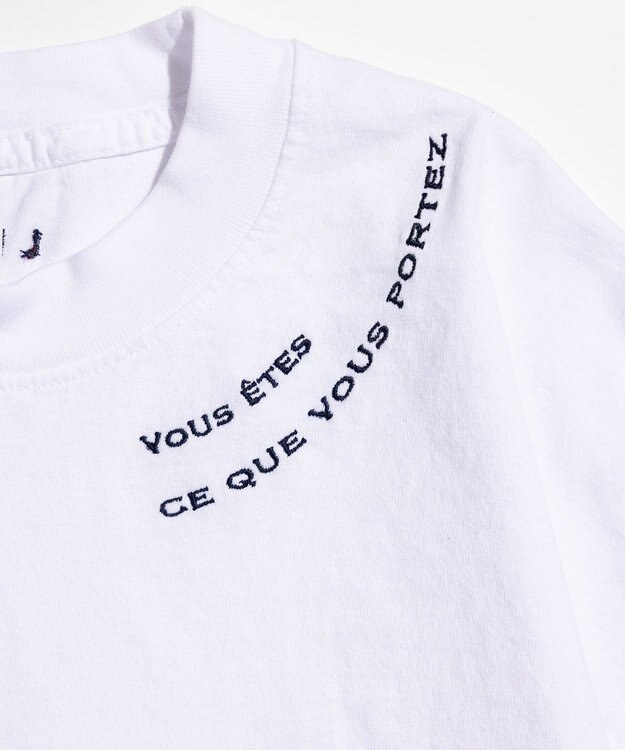 LENO EMBROIDERY  T-SHIRT / 刺繍Tシャツ WHITE×BLUE