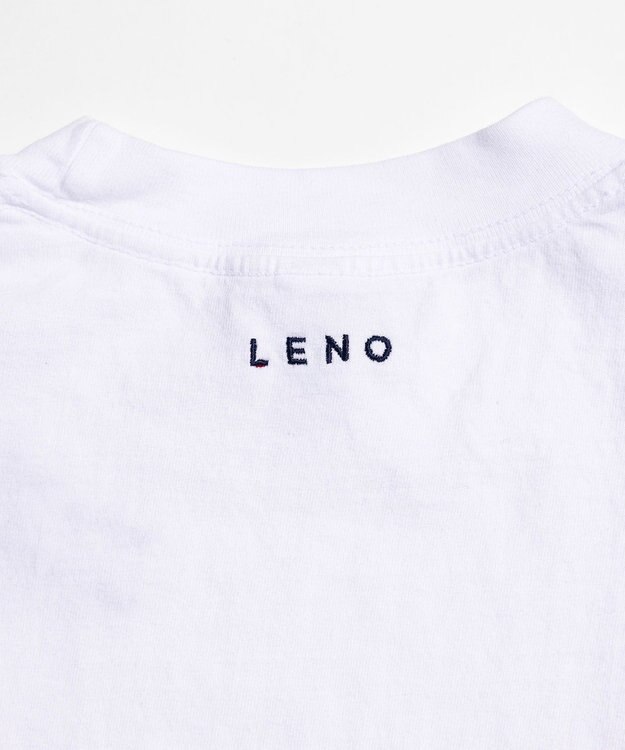 LENO EMBROIDERY  T-SHIRT / 刺繍Tシャツ WHITE×BLUE