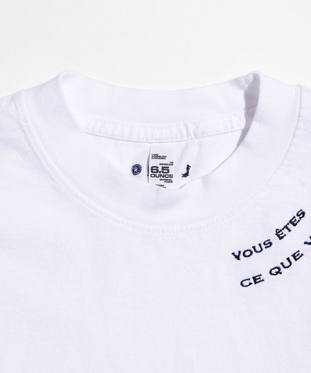 LENO EMBROIDERY  T-SHIRT / 刺繍Tシャツ WHITE×BLUE