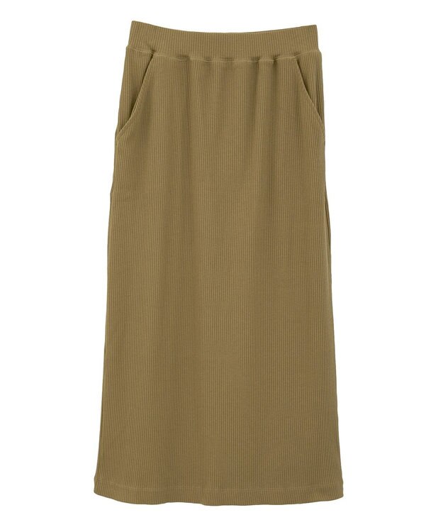 AMERICAN HOLIC 針抜きリブナロースカート Camel