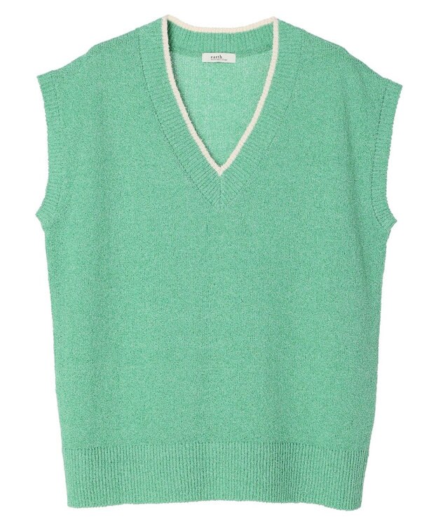 earth music&ecology ミニブークレＶネックベスト Green