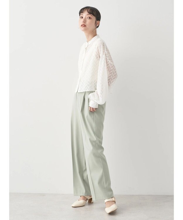 earth music&ecology ツッキリジャガードショートブラウス Off White