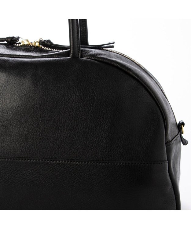 UNBILLION ペルケ perche / ガーメントレザー・サスティナブル2wayハーフムーンボストン ブラック