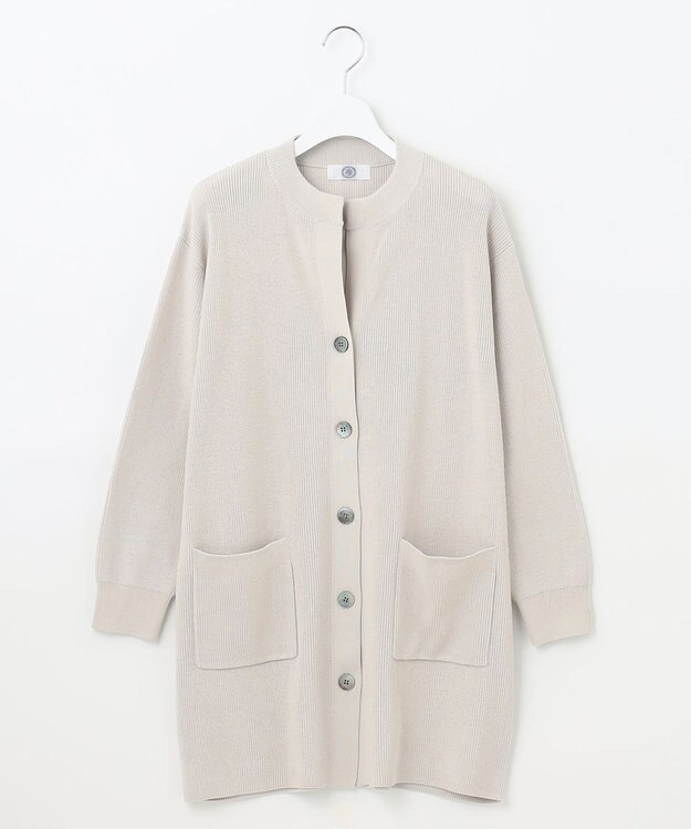 J.PRESS LADIES 【洗える】 ガスコットンアウター キーネック カーディガン ライトグレー系