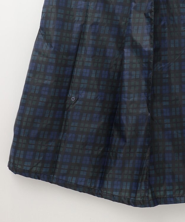 MOONBAT FLAT PURE レインコート チェック柄 リュック対応 ユニセックス 収納袋付き ネイビーブルー