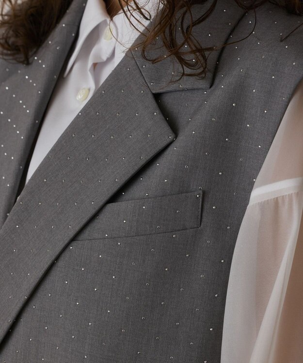 GRACE CONTINENTAL イレヘムビジュージレジャケット グレー