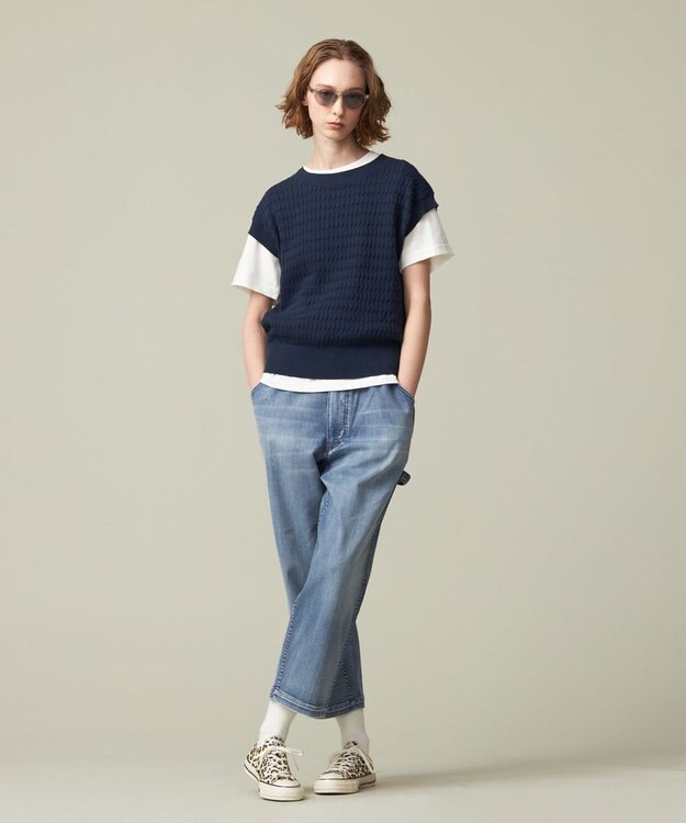 J.PRESS YORK STREET 【WOMEN】コットンケーブル ベスト ネイビー系