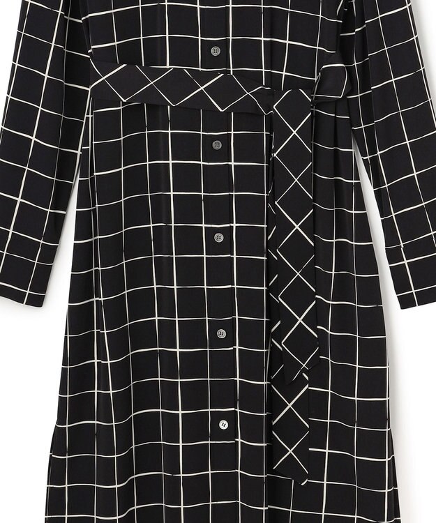 ICB L 【30th ANNIVERSARY】 ウィンドウペンプリント シャツワンピース ブラック×アイボリー