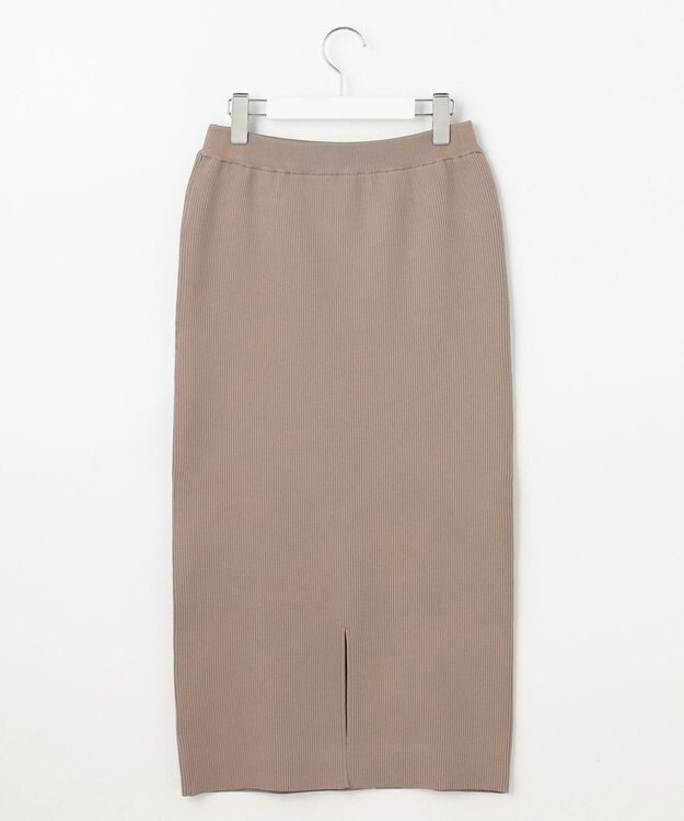 自由区 L 【洗える】リブストレッチタイト スカート モカ