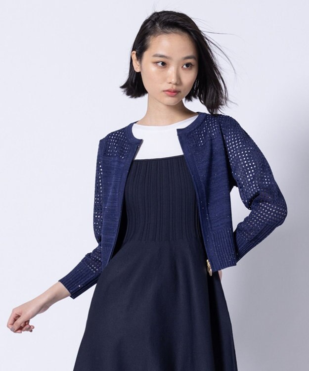 TOCCA SPIDERWEB KNIT ニットブルゾン ネイビー