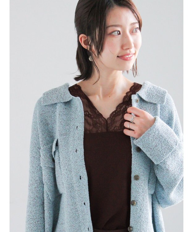 Te chichi 前後2WAYレースネックタンクトップ ブラウン