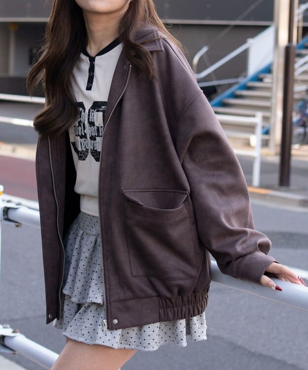 WEGO スウェードポンチジャケット ブラウン