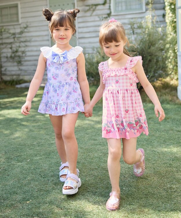 ANY KIDS 花柄×レース ワンピース水着 ラベンダー