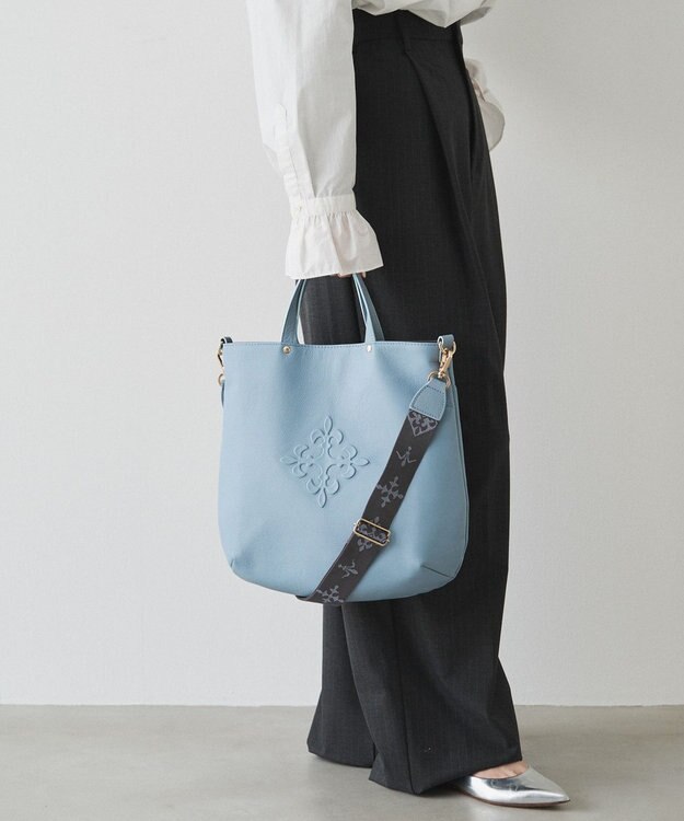 russet スリム2WAYトートバッグ <エンボスモノグラム>(CE-1611) L.Blue