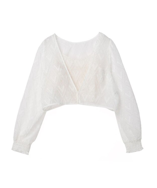 earth music&ecology ＳＥＴ２点カットジャカードカーディガン＋ビスチェ Off White