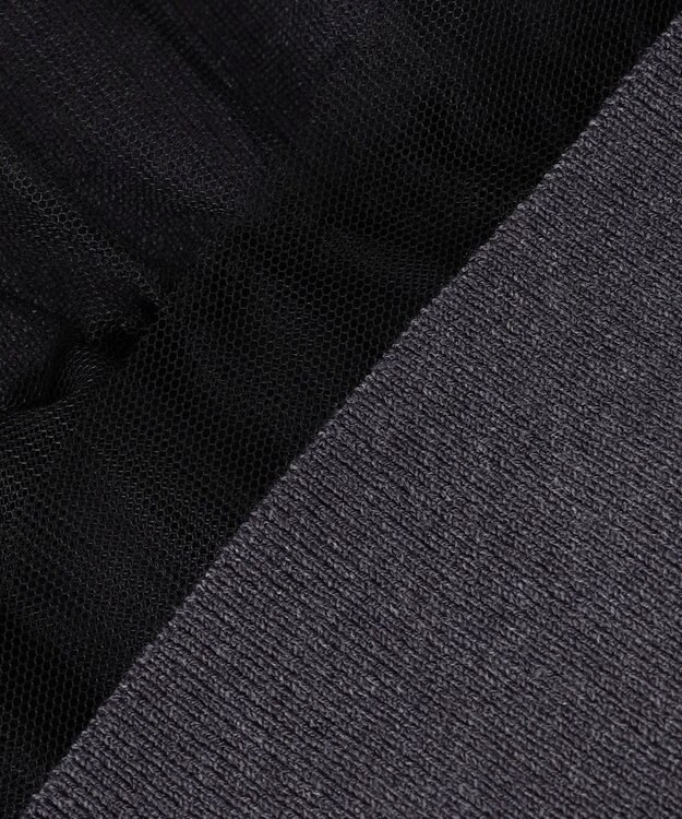 Feroux 【洗える】チュールコンビ プルオーバーニット ブラック系