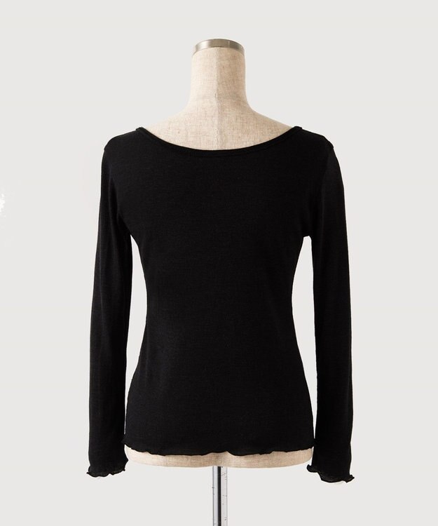 TOQUE 〈大草直子さんアドバイザー〉【天然素材】アルパカシルクリブ ロングT ブラック