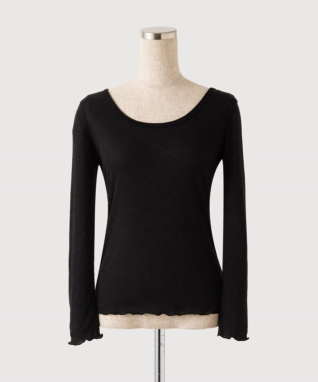 TOQUE 〈大草直子さんアドバイザー〉【天然素材】アルパカシルクリブ ロングT ブラック