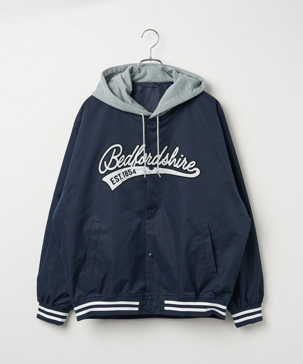 WEGO 【ユニセックス着用ITEM】フードワッペンスタジャン ネイビー