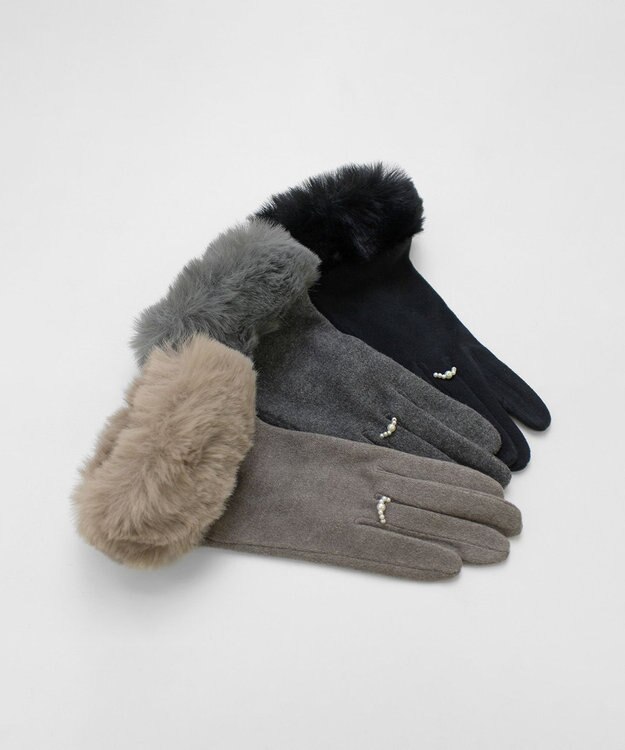 ORuKuBET 【オンワード・クローゼット限定】パールリング風エコファージャージグローブ (WOMEN)【スクワラン加工 / 抗菌機能・タッチパネル対応】 ブラウン