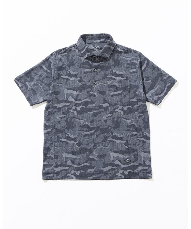 JOSEPH ABBOUD MOUNTAIN 【吸水速乾・男女兼用】カモフラジャガードポロシャツ ネイビー系7